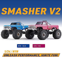 Load image into Gallery viewer, FMS Smasher 1/24 RC Crawler RTR, RC Monster Truck 4x4, 8+ kph 3-speeds Transmission Off-Road with Battery,USB Charger and 2.4Ghz Remote Control for Adult