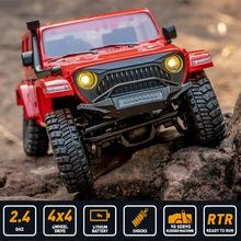 Load image into Gallery viewer, FMS Rochobby RC Car Fire Horse 1/18 RC Mini Rock Crawler 4x4 Scale Waterproof Remote Control Vehicle Model RTR with LED Lights 2.4GHz Transmitter Battery USB Charger Included