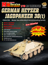Load image into Gallery viewer, 1:10 RTR German Hetzer Jagdpanzer 38t Army Battle Tank Item 6755#