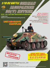 Load image into Gallery viewer, 1:10 RTR German Hetzer Jagdpanzer 38t Army Battle Tank Item 6755#