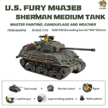 Load image into Gallery viewer, 1:10 US FURY M4A3E8 Sherman Medium Tank RTR Half Metal Item No.6620
