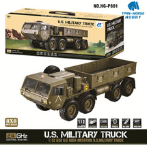Load image into Gallery viewer, HG P801 RC Truck 1/12 2.4G Army Military Truck Metal Model Truck Without Battery