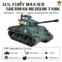 Load image into Gallery viewer, 1:10 US FURY M4A3E8 Sherman Medium Tank RTR Half Metal Item No.6620