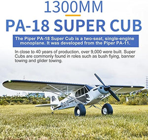 FMS Rc Planes for Adults Remote Control Airplane 1300MM (52") Piper PA-18 Super CUB with Reflex V2 6 Channel RTF Rc Airplanes Ready to Fly (Including Transmitter,Receiver,Charger)