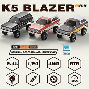 FMS 1/24 RC Crawler Officially Licensed Chevy K5 Blazer RC Car FCX24 RTR RC Pickup Truck SUV 4WD 2.4GHz Hobby RC Model 8km/h Mini Car RC Off-Road Remote Control Car