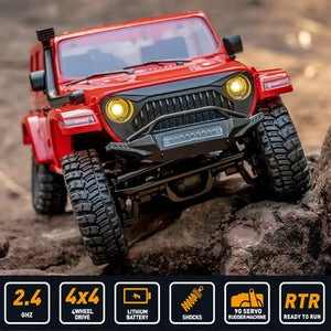 FMS Rochobby RC Car Fire Horse 1/18 RC Mini Rock Crawler 4x4 Scale Waterproof Remote Control Vehicle Model RTR with LED Lights 2.4GHz Transmitter Battery USB Charger Included