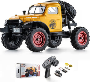 FMS Smasher 1/24 RC Crawler RTR, RC Monster Truck 4x4, 8+ kph 3-speeds Transmission Off-Road with Battery,USB Charger and 2.4Ghz Remote Control for Adult