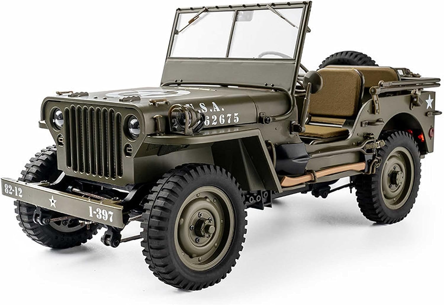 FMS Rochobby RC Car 112 1941 MB Scaler Willys Jeep Remote Control Crawler Military Truck 4x4 Offroad Vehicle with Transmitter Battery and Charger