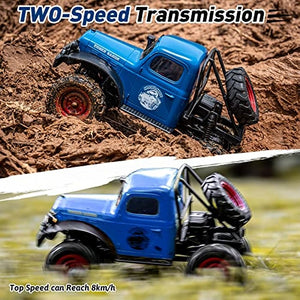 FMS RC Crwaler 1/24 Scale FCX24 Power Wagon RTR 4WD 2.4GHz 3CH Offroad RC Car Model Vehicle Hobby Grade Remote Control Car(Blue)