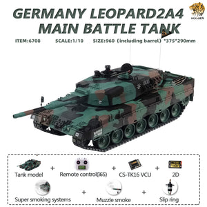 HOOBEN 1/10  Panzer KAMPFWAGEN German Leopard 2A4 Main Battle Tank RTR 6708