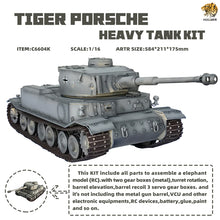 Load image into Gallery viewer, 1:16 German Tiger P Tiger Porsche VK 4501 RC Tank Item No.6604
